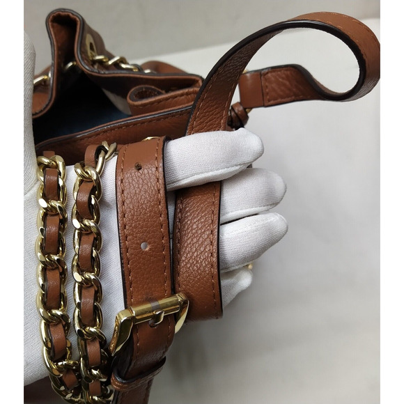 Michael Kors Frankie Brown Pebbled Leather Drawstring Convertible Shoulder Bag - Picture 6 of 16